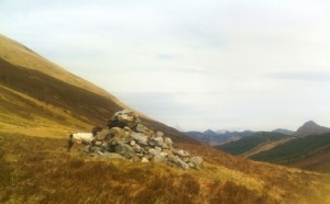 Cairn to mark the top of the pass