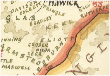 Clan Elliot Map - from Gill Humphrys' Clan Map of Scotland