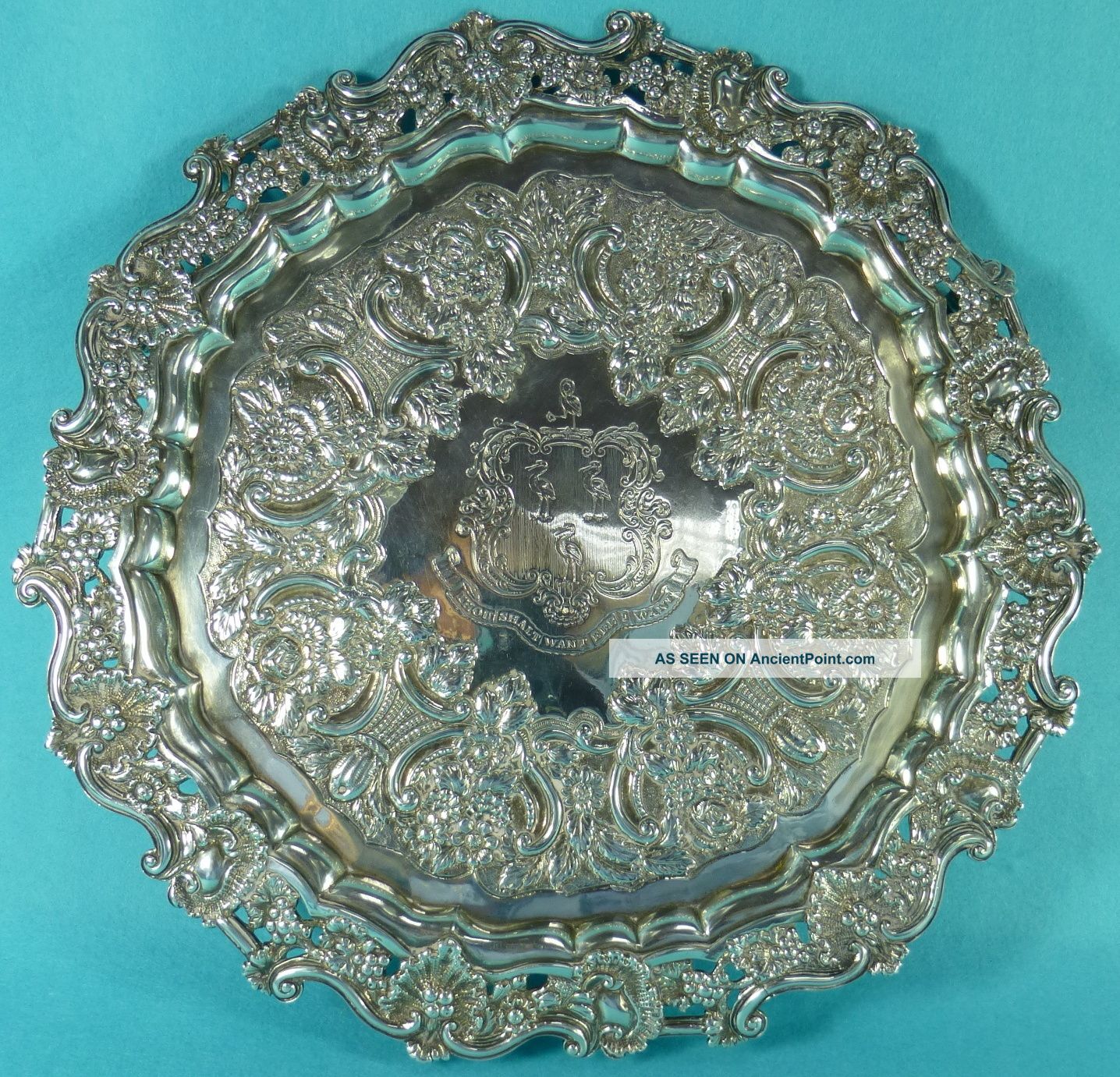 William Iv Sterling Silver Salver Tray Scottish Coat Of Arms Lord Cranstoun 1831