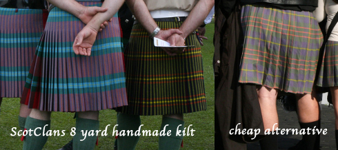 The difference between the sharp deep pleats of a handmade 8yard kilt and a cheaper alternative.
