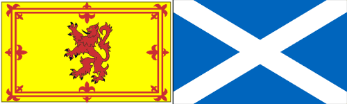 Lion Rampant (left) and Saltire (right)
